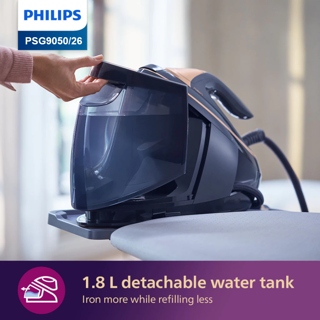 FREE Ironing Board + Philips PSG9050/26 | PSG9050 Steam Generator Iron (Perfectcare) 9000 Series 1.8L - Fabric Sensing Tech, No burns guaranteed