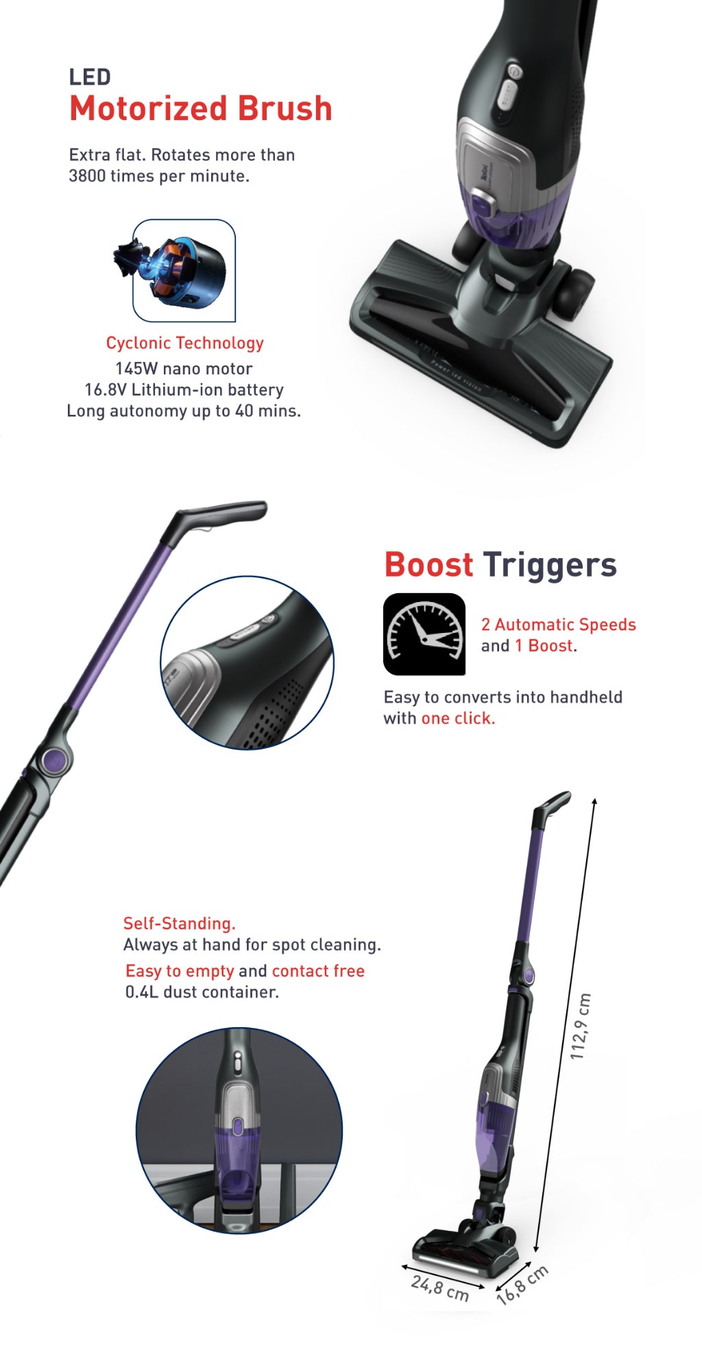 Tefal TY1238 Xtrem Compact Handstick Vacuum Cleaner