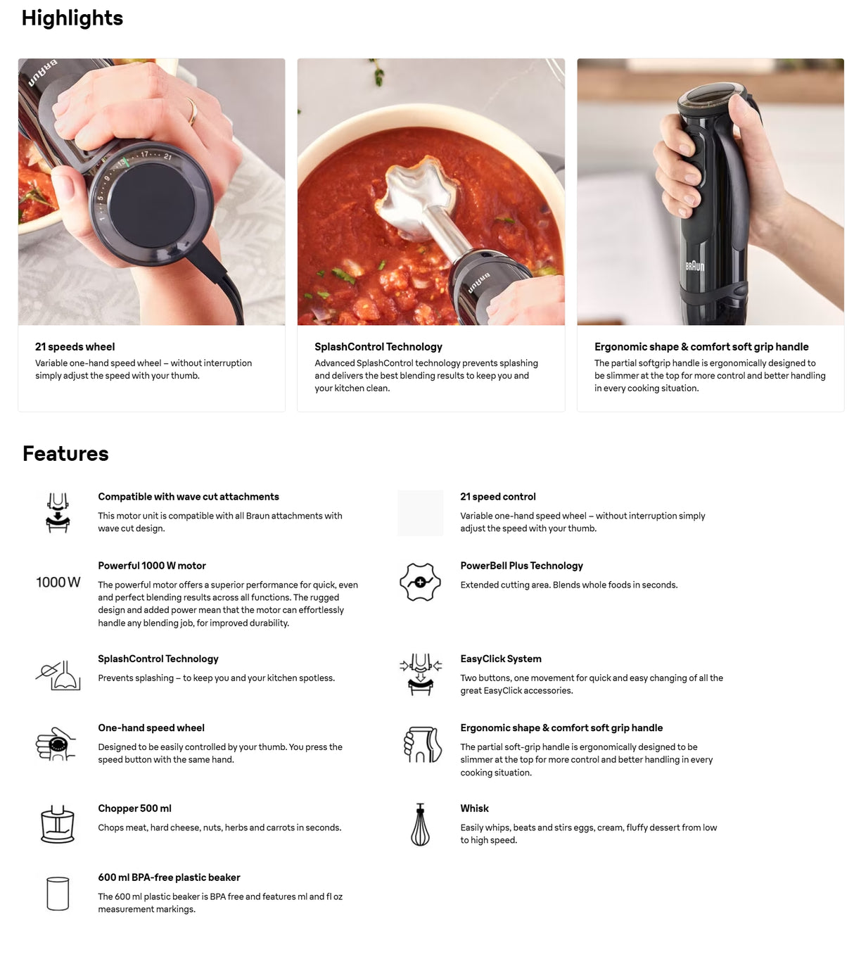 Braun MQ5235 MultiQuick 5 Vario Hand Blender 1000W