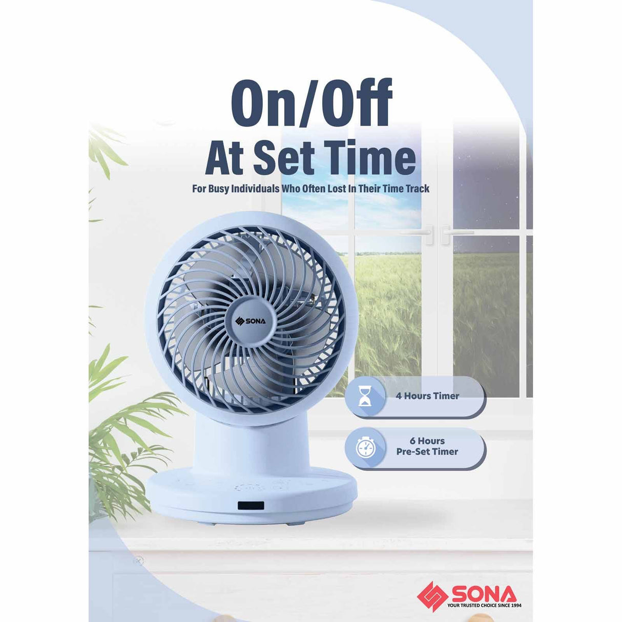 Sona STC 1321DC | STC1321DC Remote DC High Velocity Fan 6 Inch