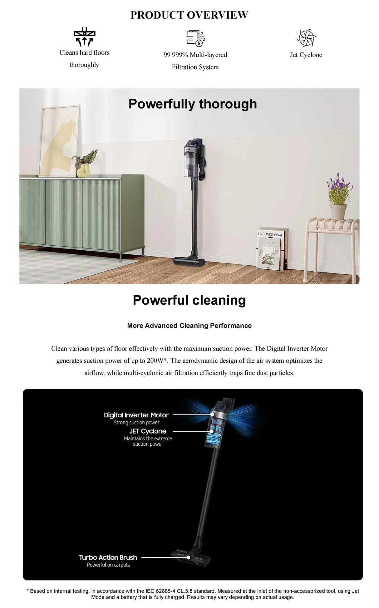 Samsung VS20B75AER1/SP Jet 75E multi Digital Inverter Motor Vacuum Cleaner Suction Power 200W