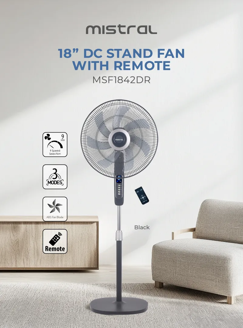 Mistral MSF1842DR-BK DC Stand Fan 18 Inch