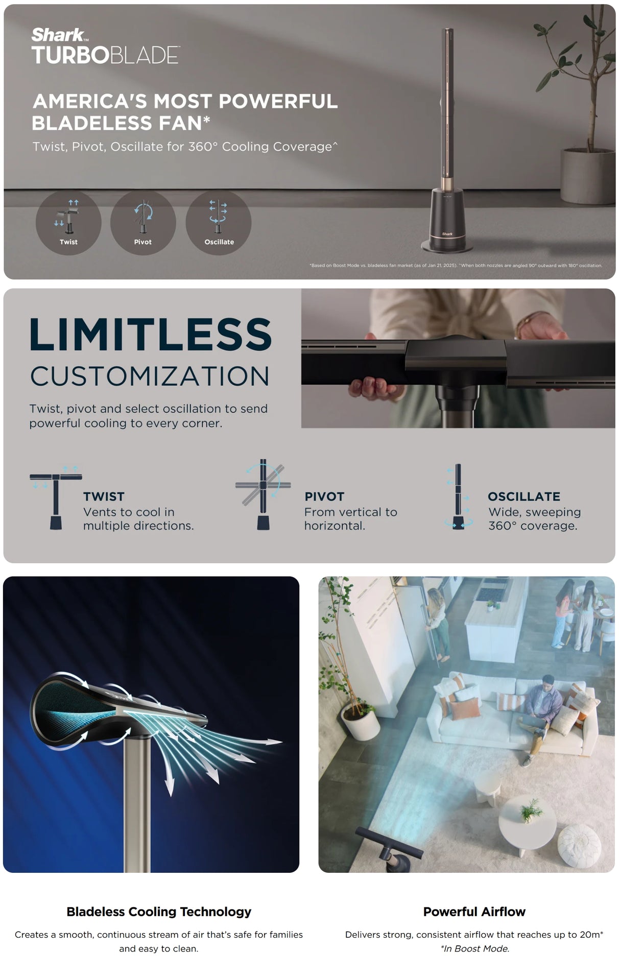 Shark TurboBlade™ TF200 | TF200SM Ultra-Customizable Bladeless DC Tower Fan - 2 Colors available