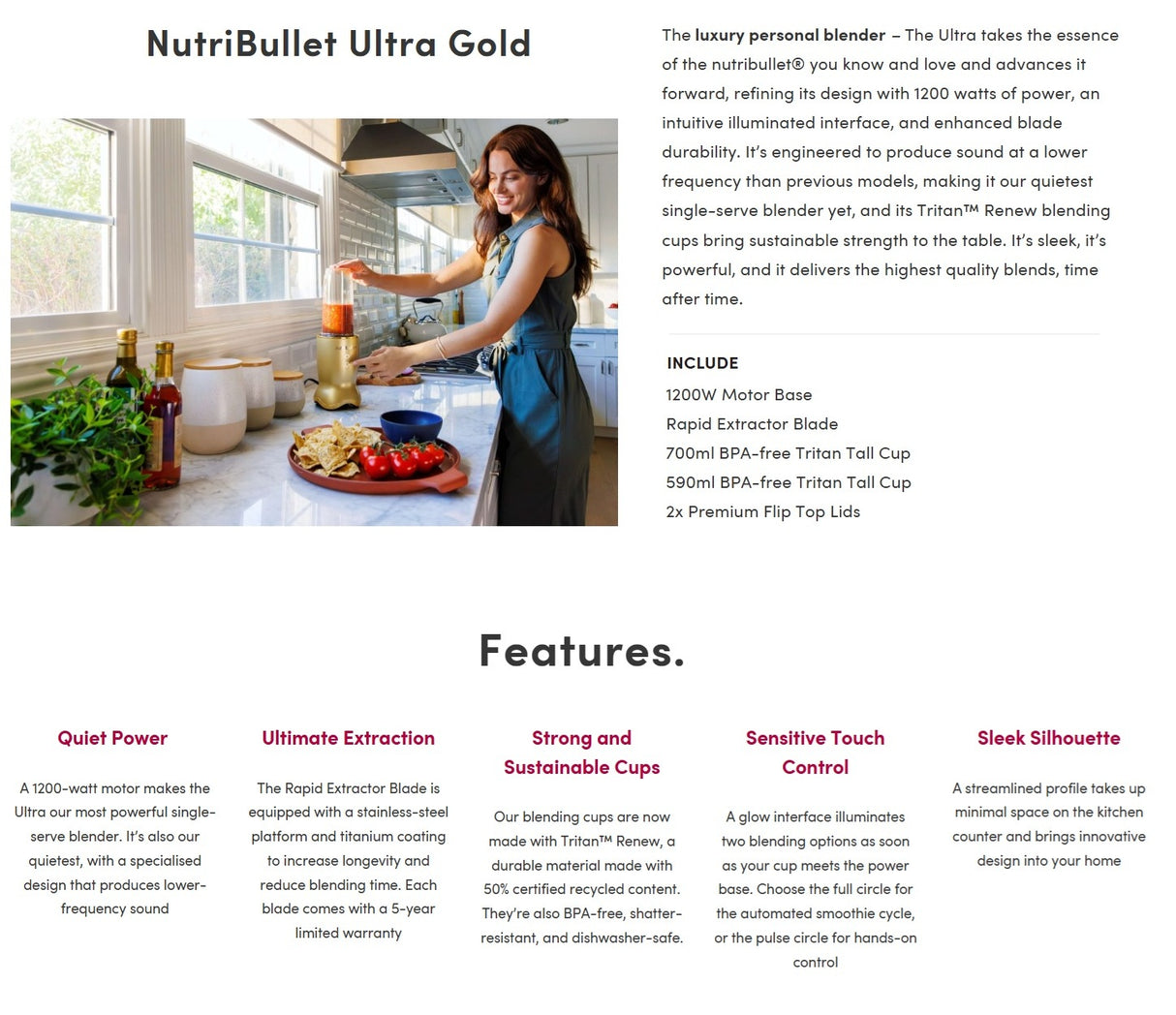 Nutribullet NB1206BR Ultra Gold Personal Blender 1200W