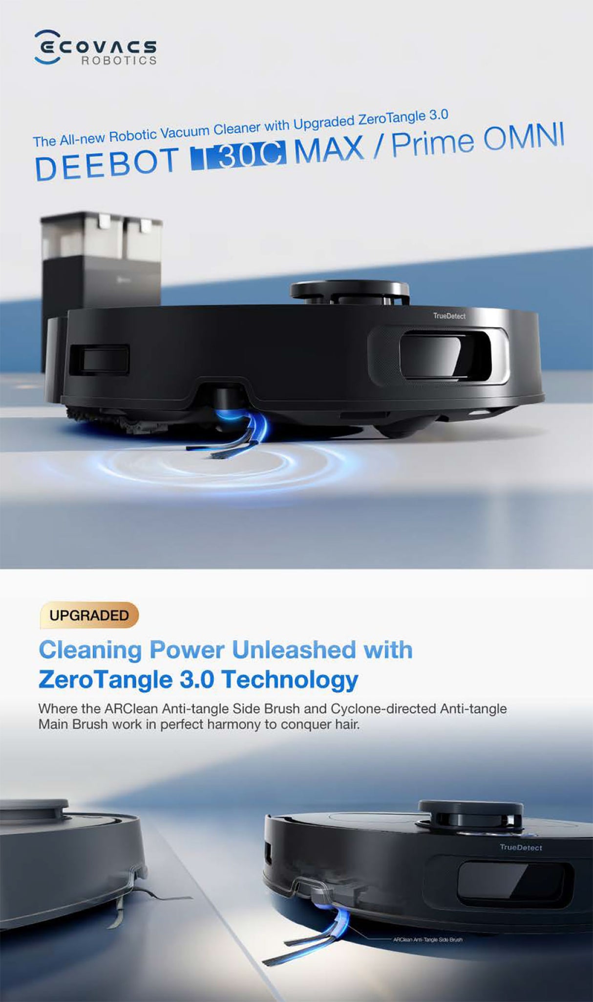 FREE 1 x Cleaning Solution + 1 x Antibacterial Buddy Kit - ECOVACS T30C MAX DLX71 Omni Robotic Vacuum Cleaner - 2 colors are available