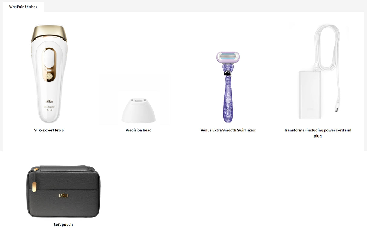 Braun PL5147 IPL Silk-expert Pro 5 with 3 extras: precision head, Venus razor, soft pouch