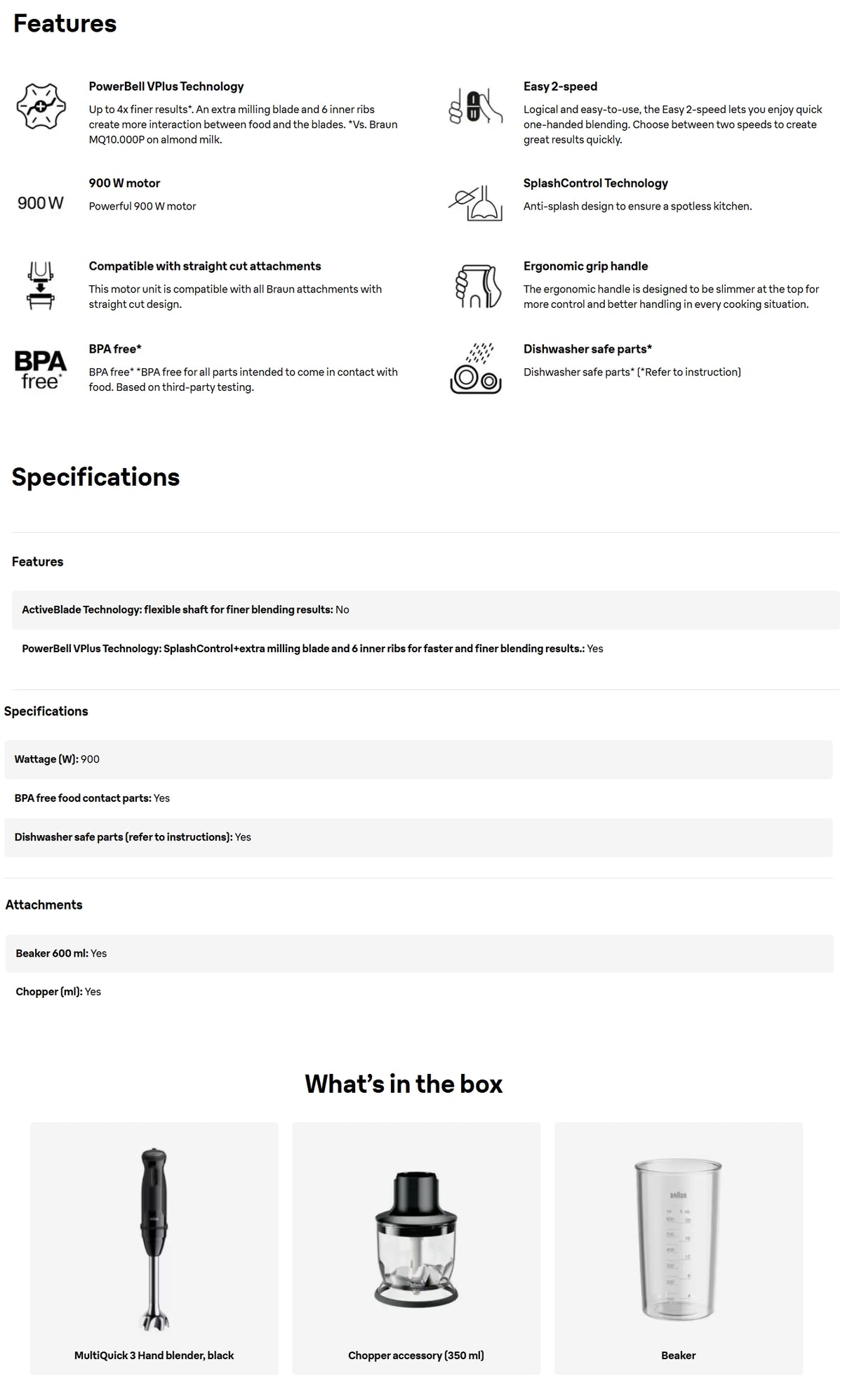 Braun MQ30201M MultiQuick 3 Hand Blender 900W