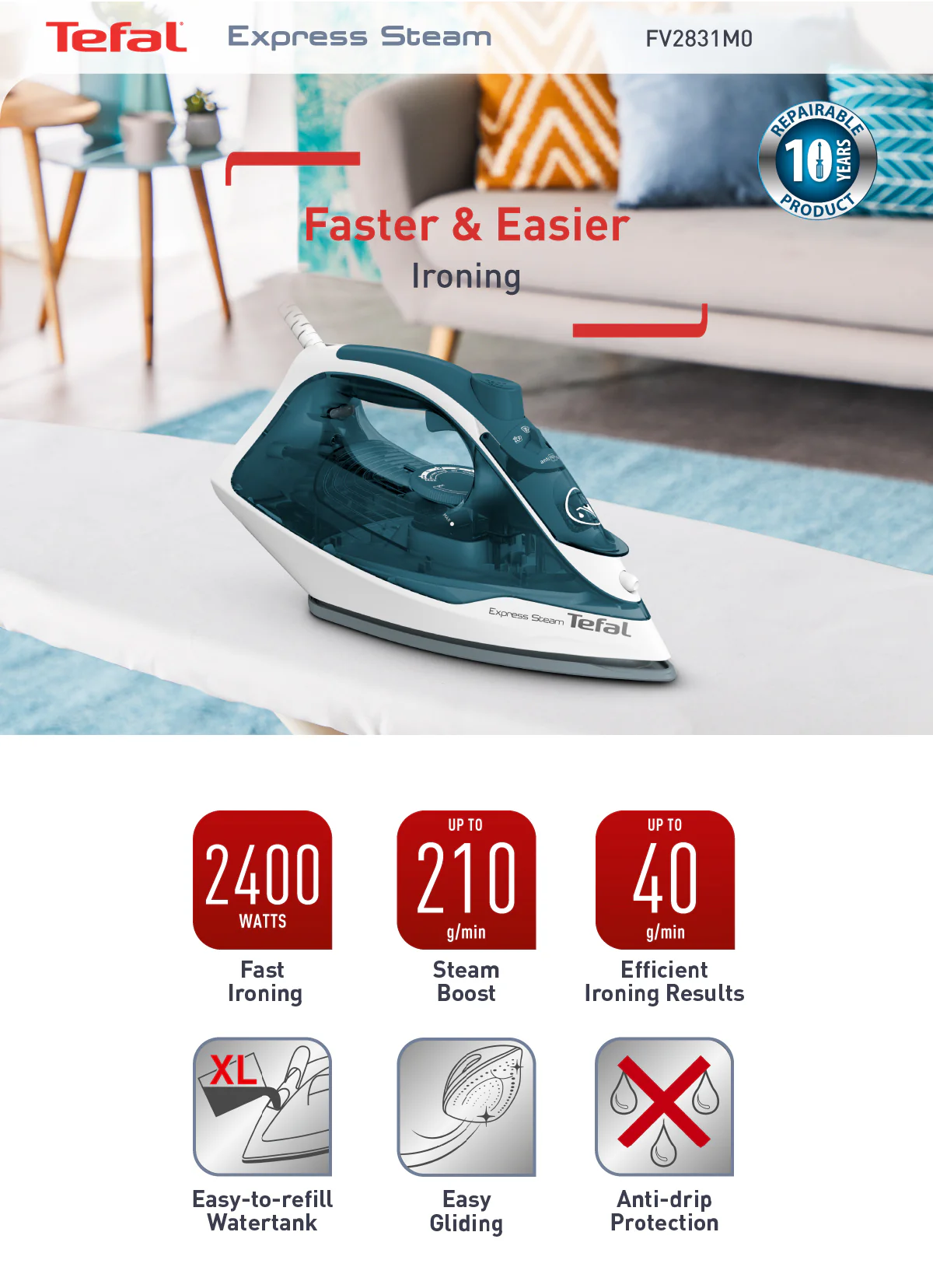 Tefal FV2831 Steam Iron Express Steam 2400W