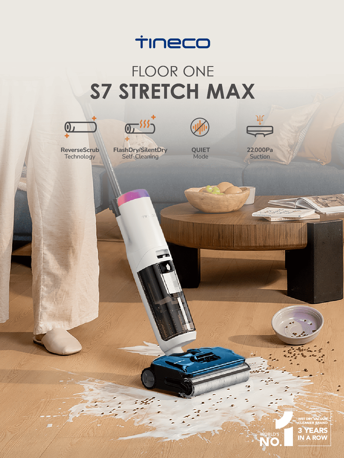 FREE 2 x Cleaning Solution - Tineco Floor One S7 Stretch Max Smart Floor Washer Vacuum Cleaner