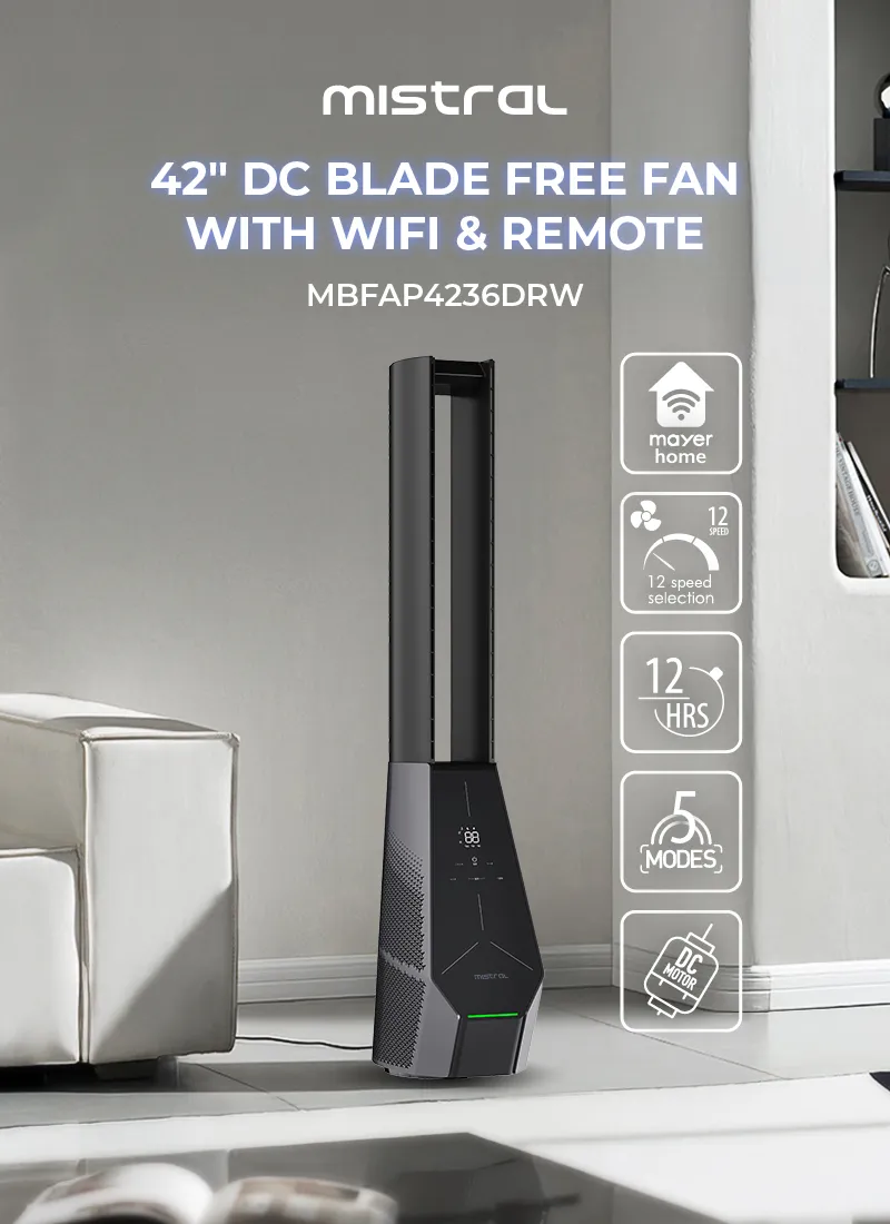 Mistral MBFAP4236DRW DC Blade Free Fan with Wifi & Remote 42 Inch
