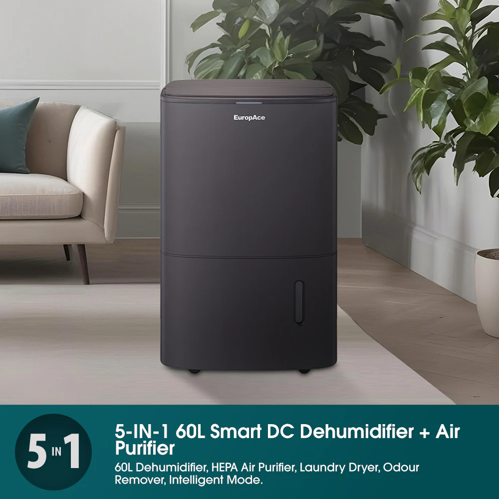 Europace EDH9600DGY DC Dehumidifier + Laundry Dryer + Standalone Air Purifier + Odour Remover + Intelligent Mode (5-in-1) - 60L