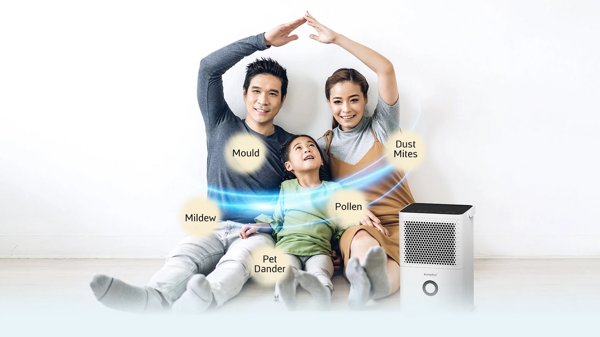 Europace EDH6300DGY Dehumidifier + Standalone Air Purifier + Laundry Dryer + Odour Remover + Ioniser (5-in-1) - 30L