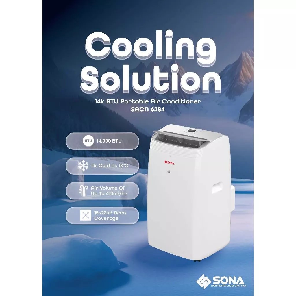 Sona SACN 6284 | SACN6284 Remote Portable Air Conditioner 14k BTU