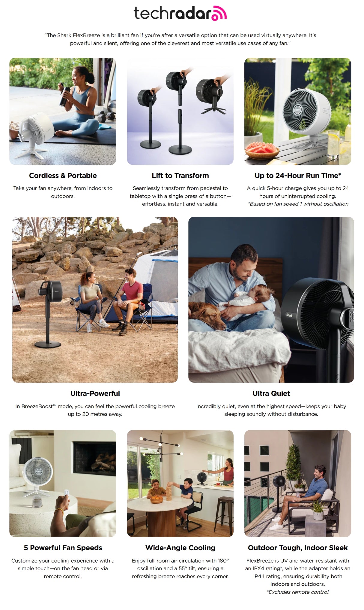 Shark FA221 FlexBreeze Cordless & Portable Fan