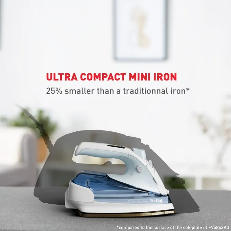 Tefal FV6230 Freemove Mini Cordless Steam Iron – Powerful 1650W, Lightweight, Portable, Smart Auto-Off, Anti-Drip, Anti-Scale