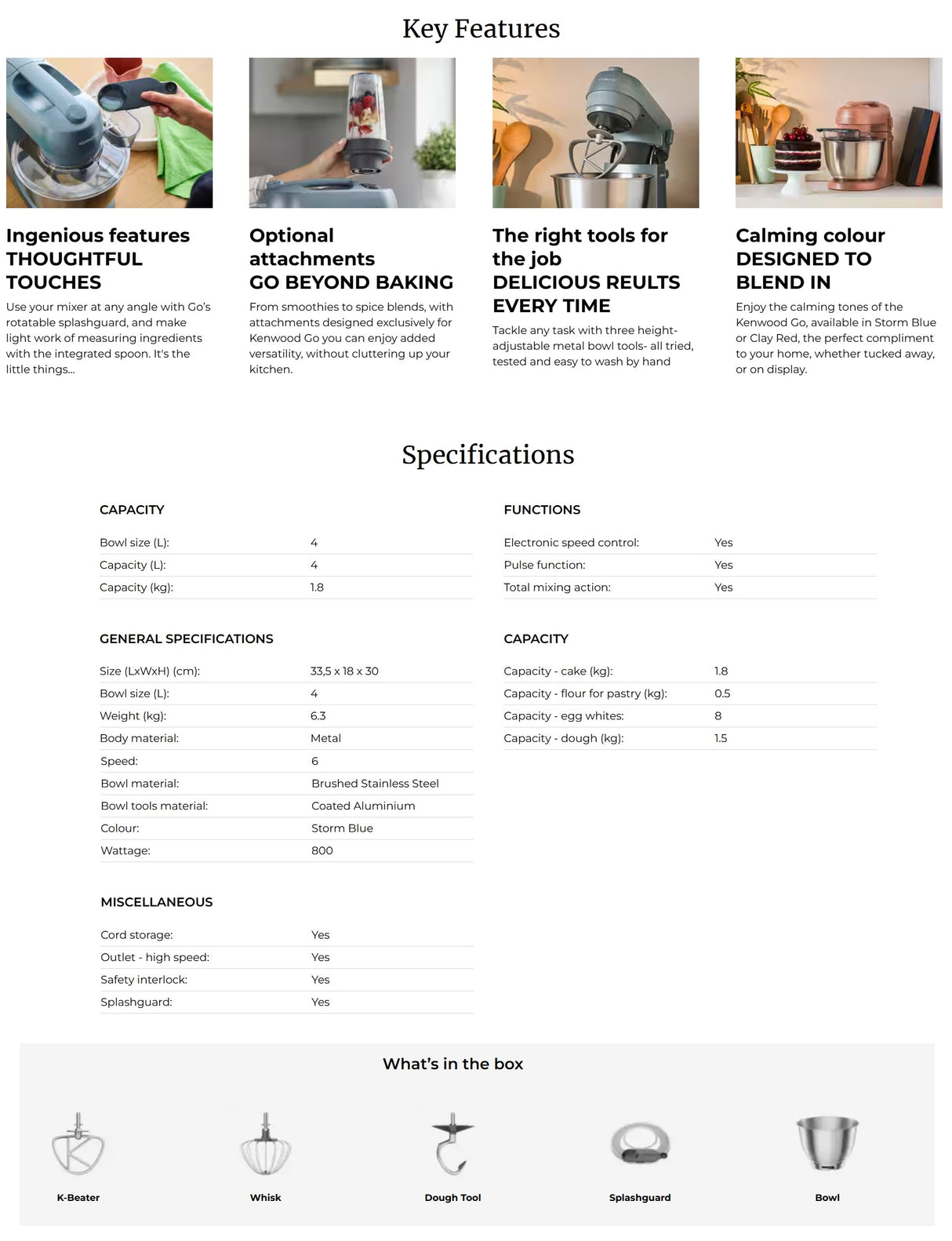 Kenwood KZM35.000GY GO Stand Mixer 4L Bowl Capacity