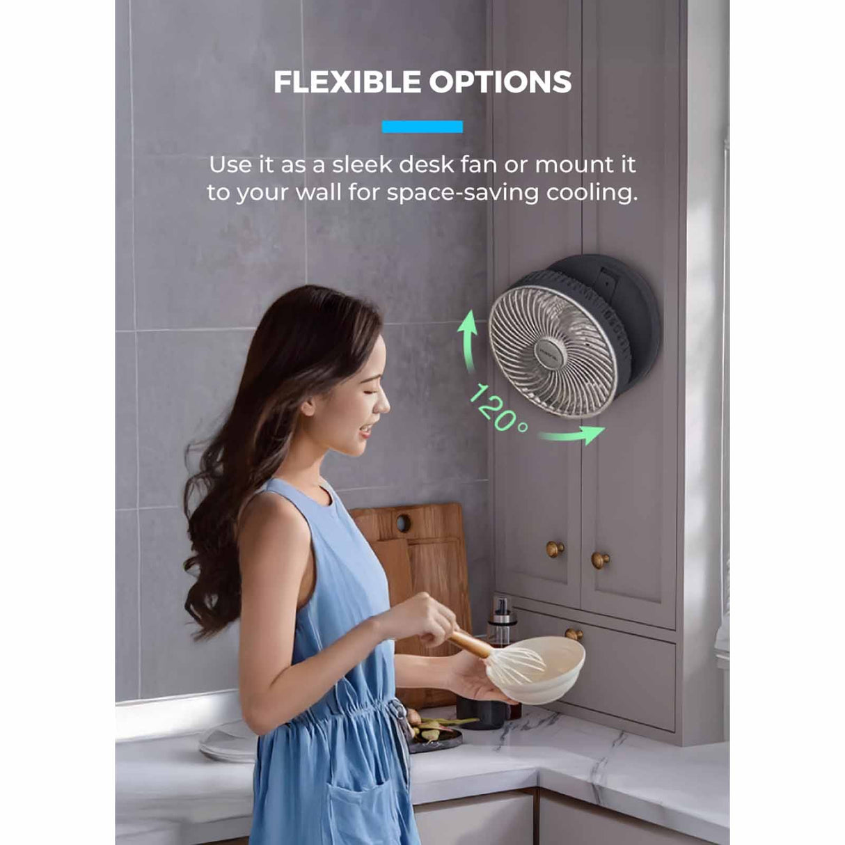 Mistral MRF700 AirZee Plus Rechargeable Foldable USB Fan with Moodlight 6 Inch