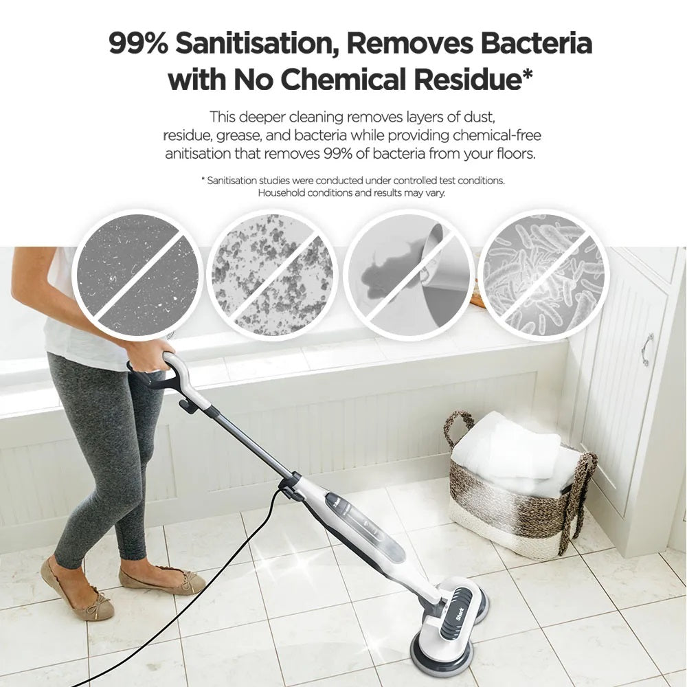 Shark S7001 Steam & Scrub Mop, Clean & Sanitize Floor at the same time, 4 Machine Washable Scrubbing Pads, Lightweight