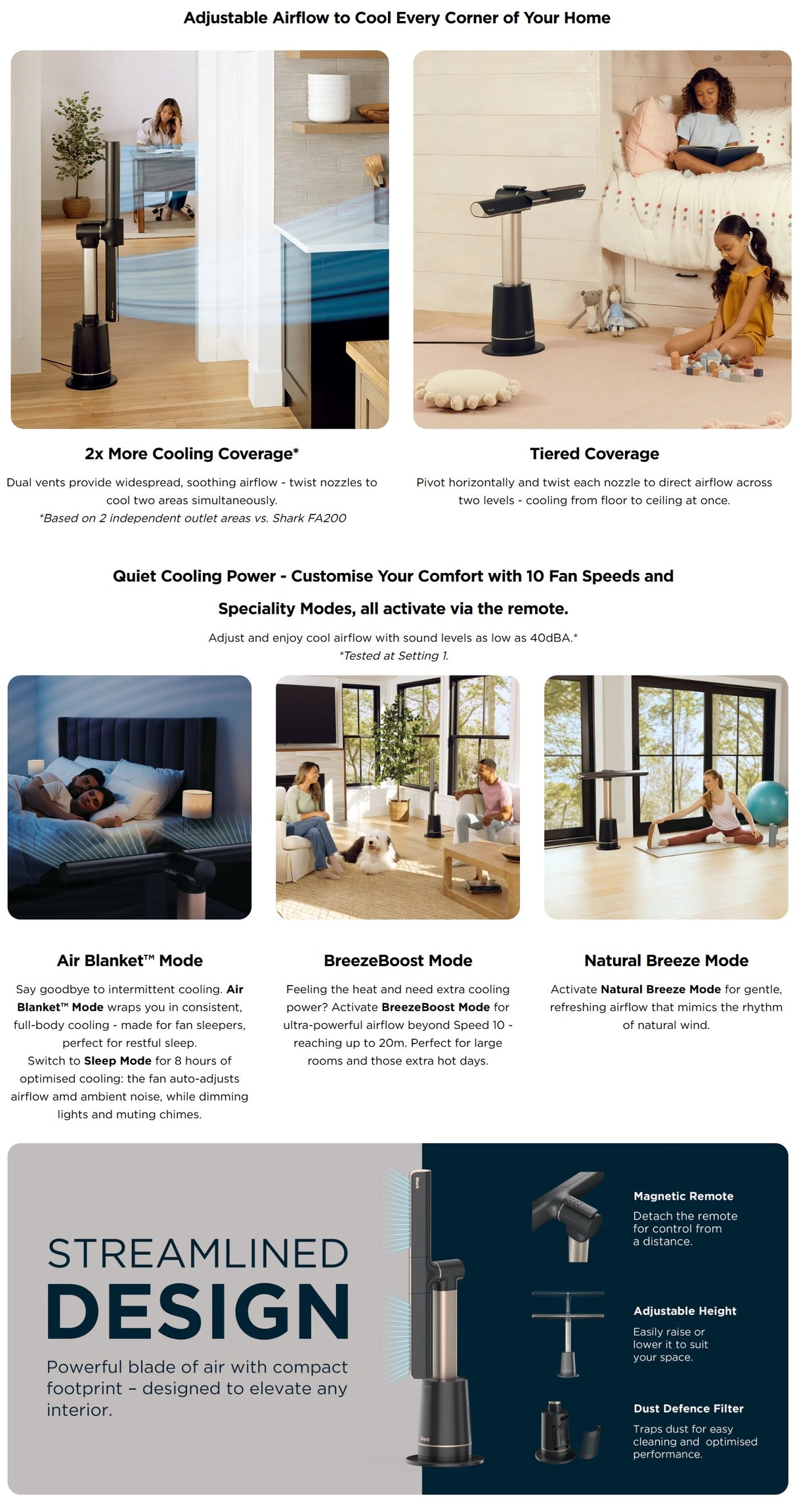 Shark TurboBlade™ TF200 | TF200SM Ultra-Customizable Bladeless DC Tower Fan