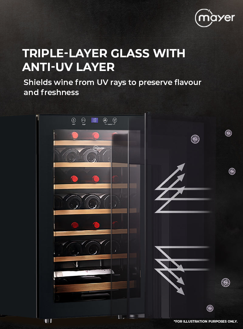 Mayer MMWC48MAG Wine Chiller Triple Glass with Anti-UV 48 Bottles