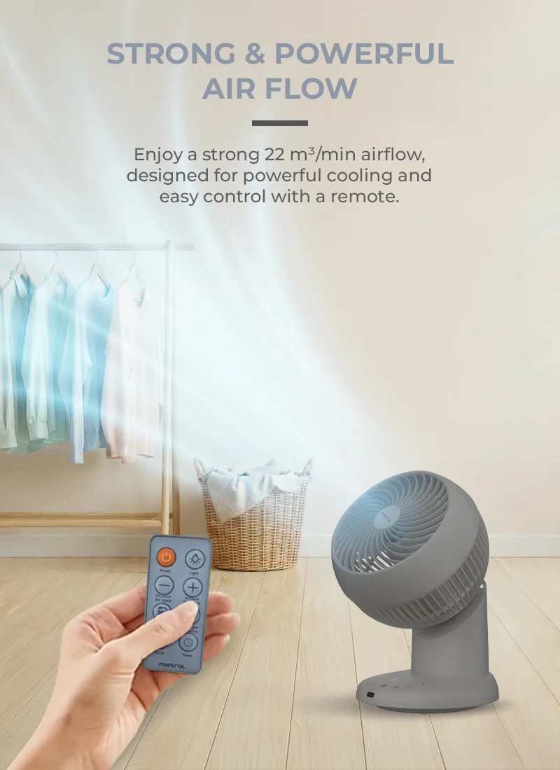 Mistral MHV603DR DC High Velocity Desk Fan With Remote 6 Inch