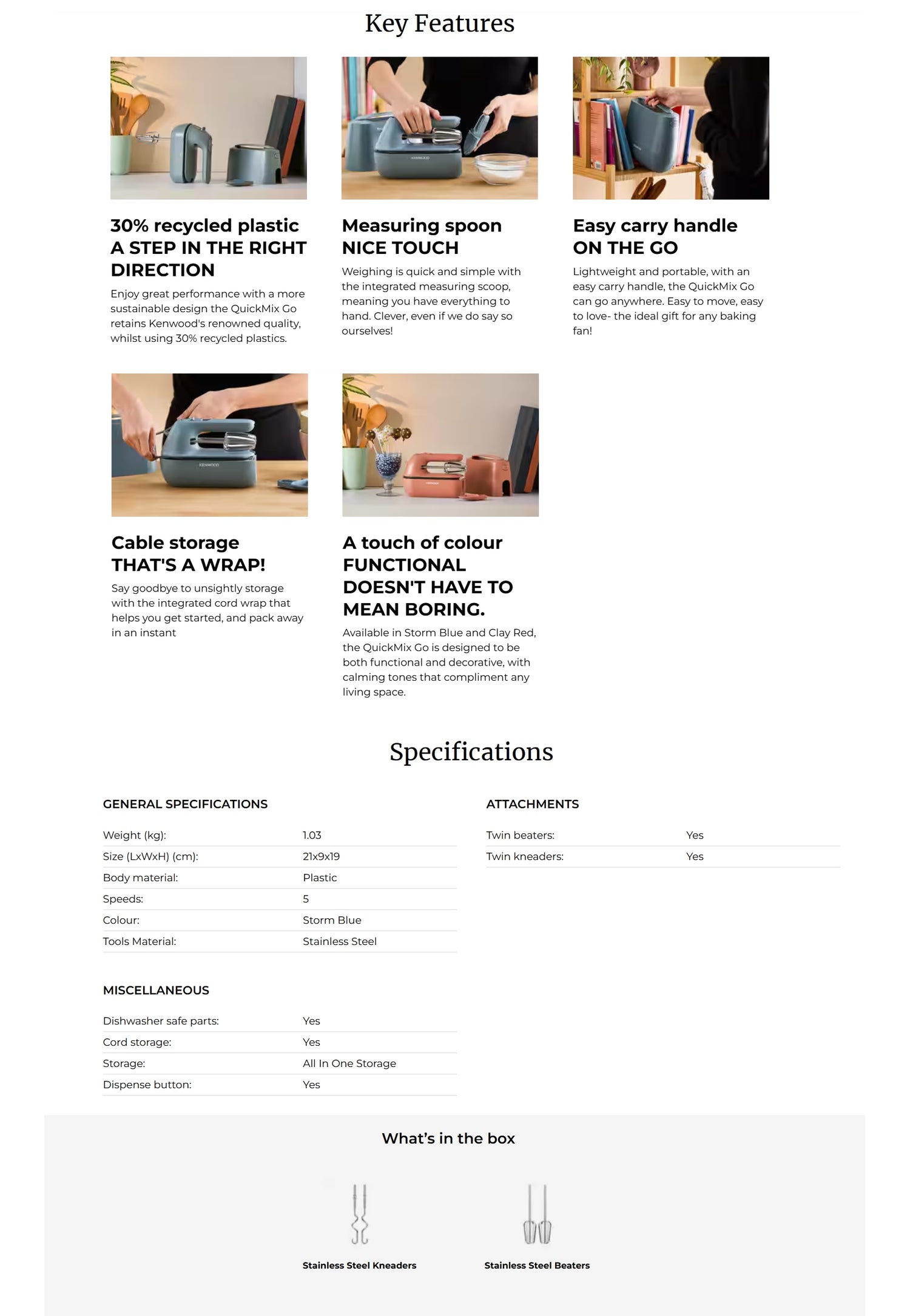 Kenwood HMP40.000GY QuickMix Go - Storm Blue Hand Mixer