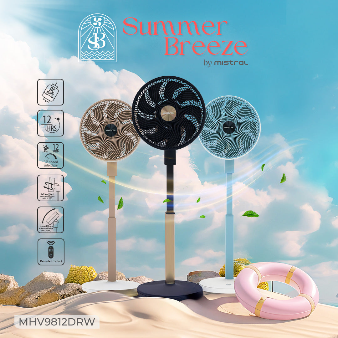 Mistral MHV9812DRW DC High Velocity Stand Fan with WIFI & Remote 12 Inch