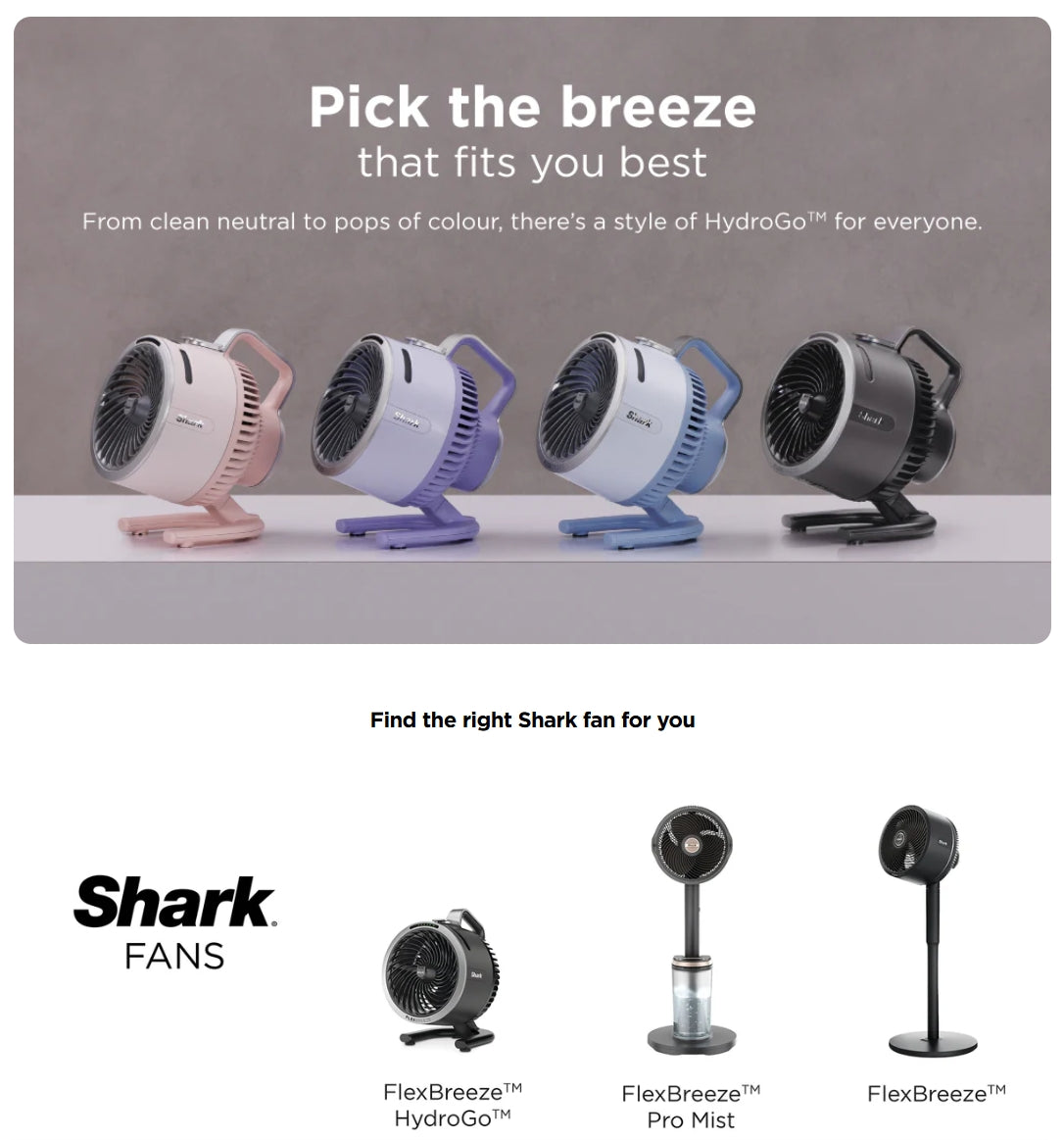 FREE NINJA THIRSTI BOTTLE Worth $59 - DW2401SM Random Color While stocks last - Shark FA050SM FlexBreeze HydroGo™ DC Portable Misting Fan - 4 Colors Available