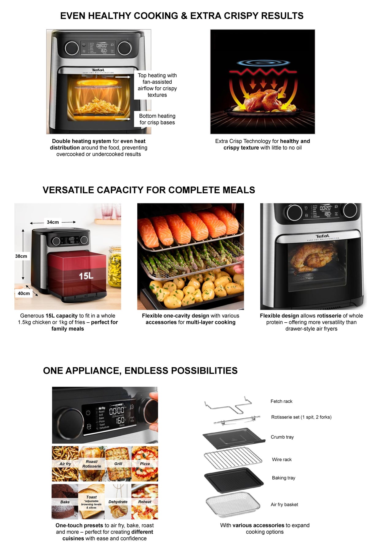 Tefal FW556 Easy Fry Multifunctional Air Fryer & Oven 15L