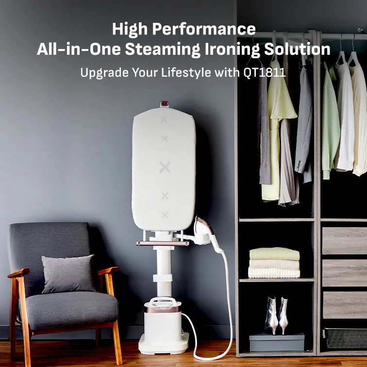 Tefal QT1811 IXEO Vision All-in-One Steaming Ironing Solution Garment Steamer - 5 Angle Tilt Board, No Burns