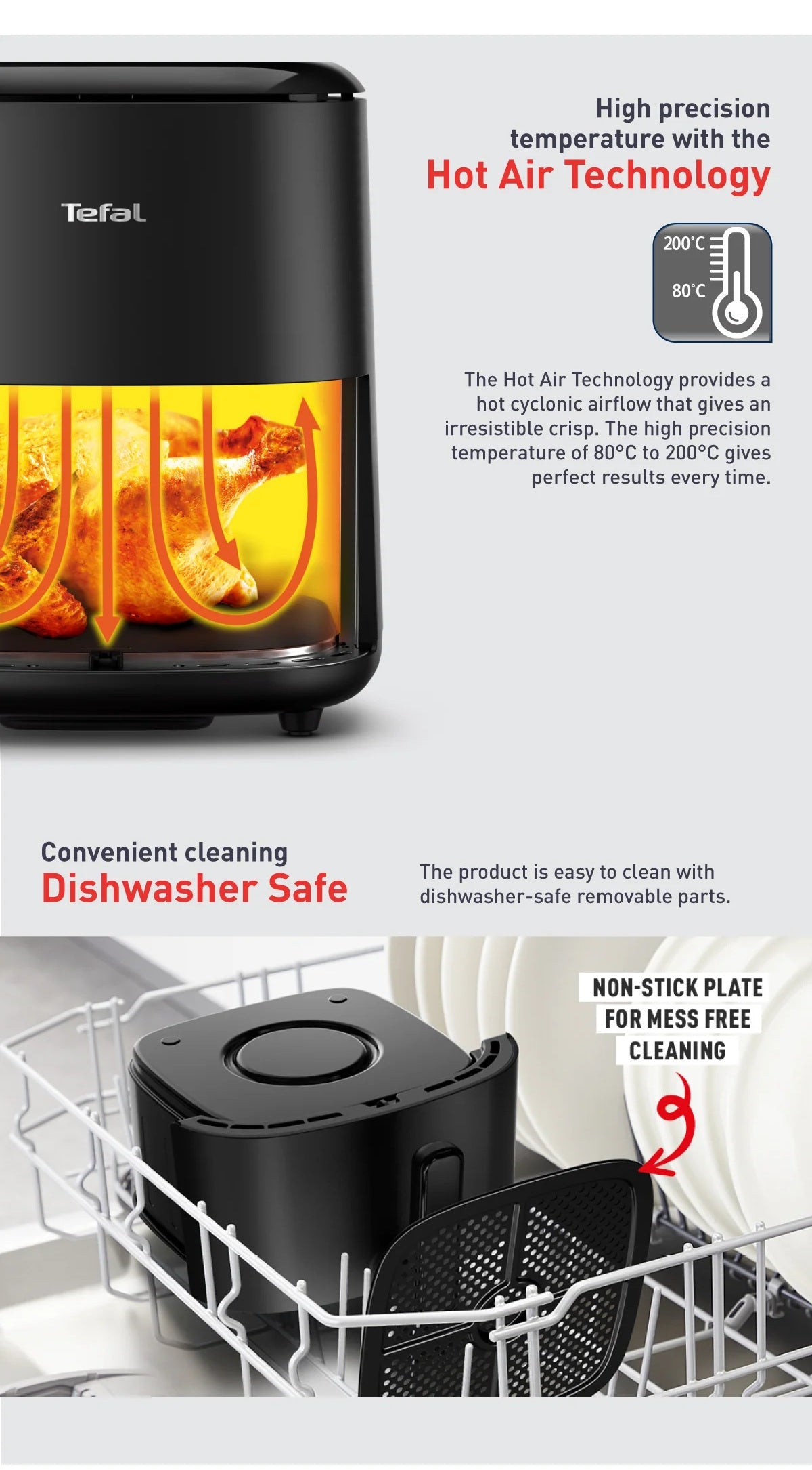 Tefal EY2458 Easy Fry Max Digital Air Fryer 5L - 10 programs, non-stick dishwasher safe basket, 70% Energy Saving