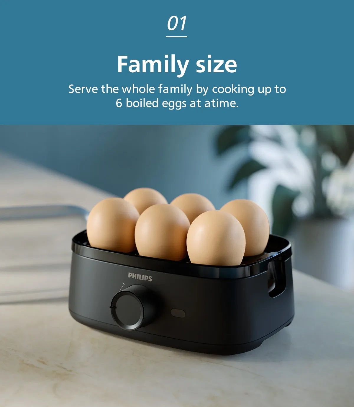 Philips HD9137/91 Electric Egg Cooker 3000 Series , 400W, Poached, Soft, Medium, Hard Boil, 6 Eggs Capacity, Egg Piercer Accessories