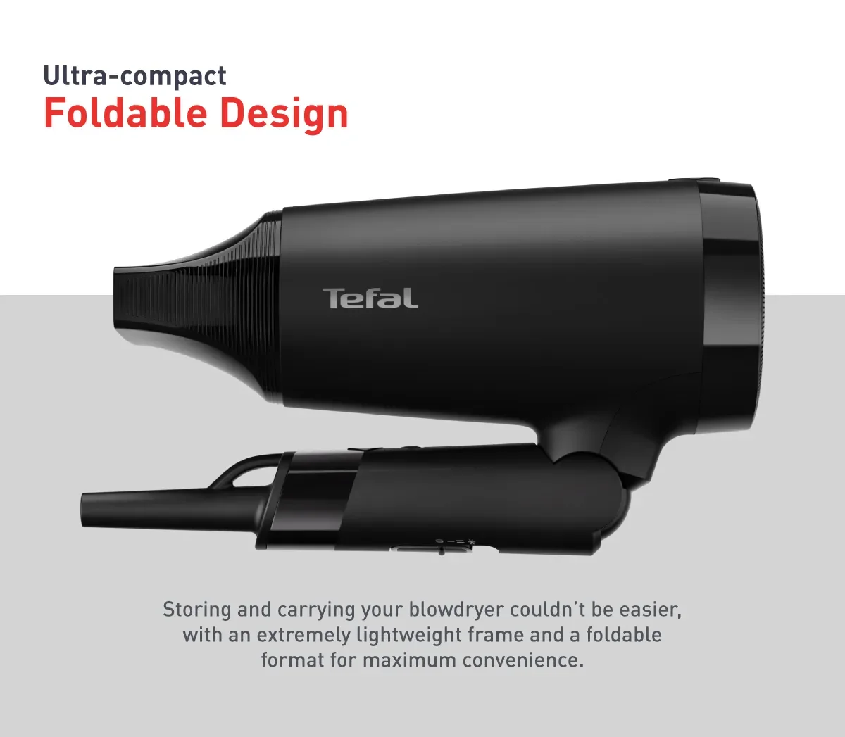 Tefal HV1841 Express Style Hair Dryer Dual Voltage – 110V, 220V, 1900W, Ultra Light, Moving Air Nozzle, 2 Speeds