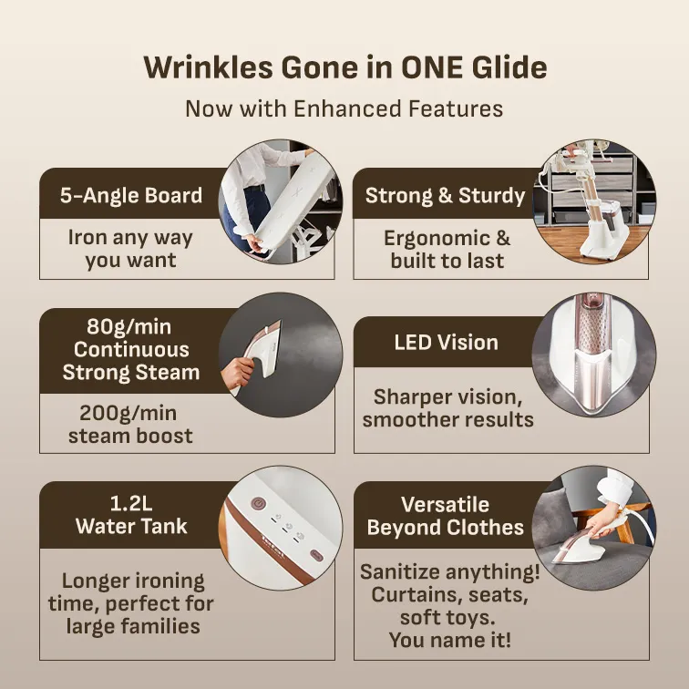 Tefal QT1811 IXEO Vision All-in-One Steaming Ironing Solution Garment Steamer - 5 Angle Tilt Board, No Burns