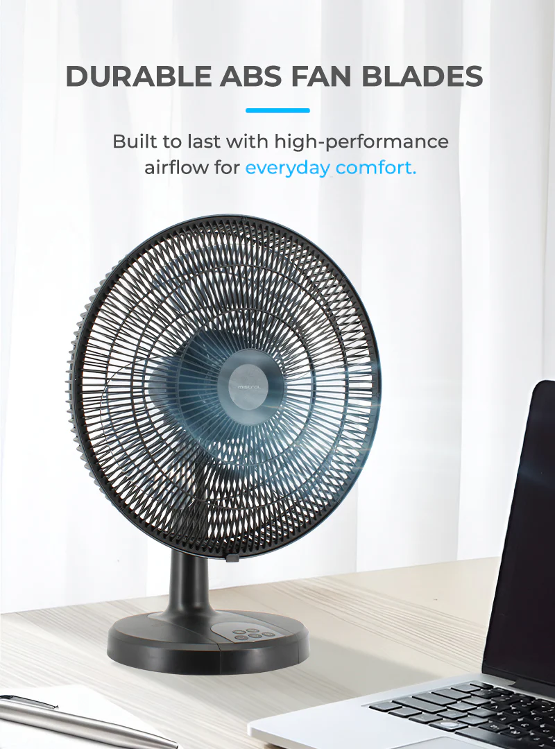 Mistral MTF1697DR Matt Black Gen 1 DC Table Fan with Remote 16 Inch