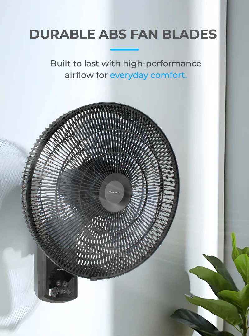 Mistral MWF1697DR Matt Black Gen 1 DC Wall Fan with Remote 16 Inch