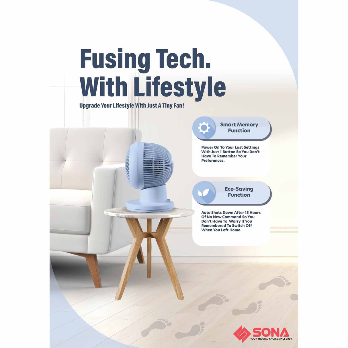 Sona STC 1321DC | STC1321DC Remote DC High Velocity Fan 6 Inch