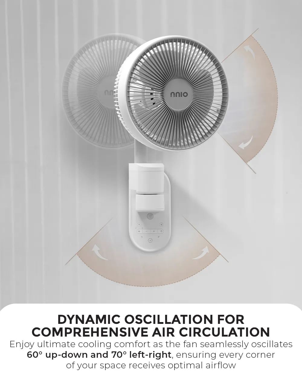 NNIO N1000DCWFR Remote DC Wall Air Circulator Fan 10 Inch
