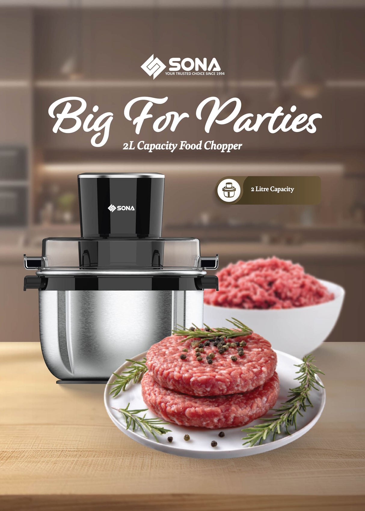 Sona SFC 3081 | SFC3081 Stainless Steel Food Chopper 2L