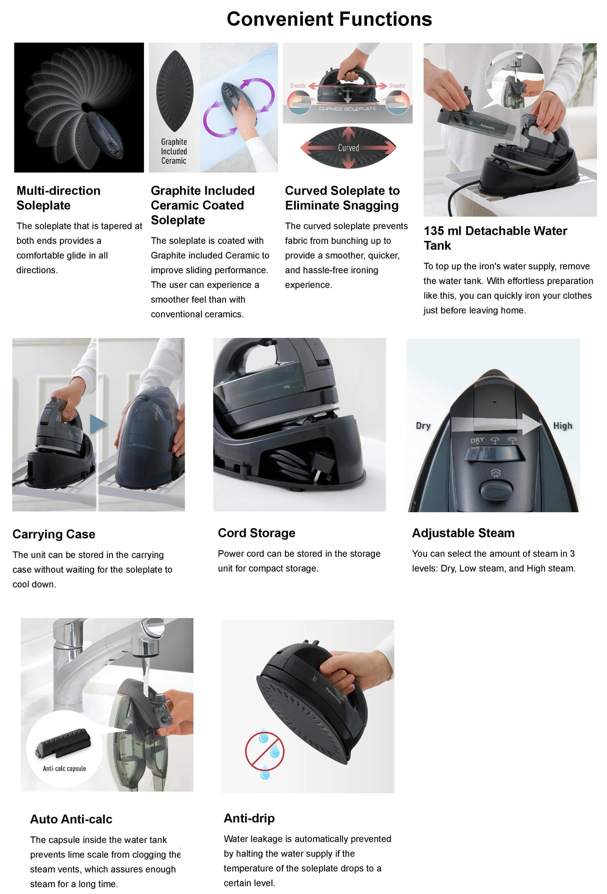 Panasonic NI-WL55KSH Cordless Steam Iron 2000W (Black)