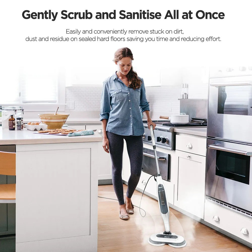 Shark S7001 Steam & Scrub Mop, Clean & Sanitize Floor at the same time, 4 Machine Washable Scrubbing Pads, Lightweight