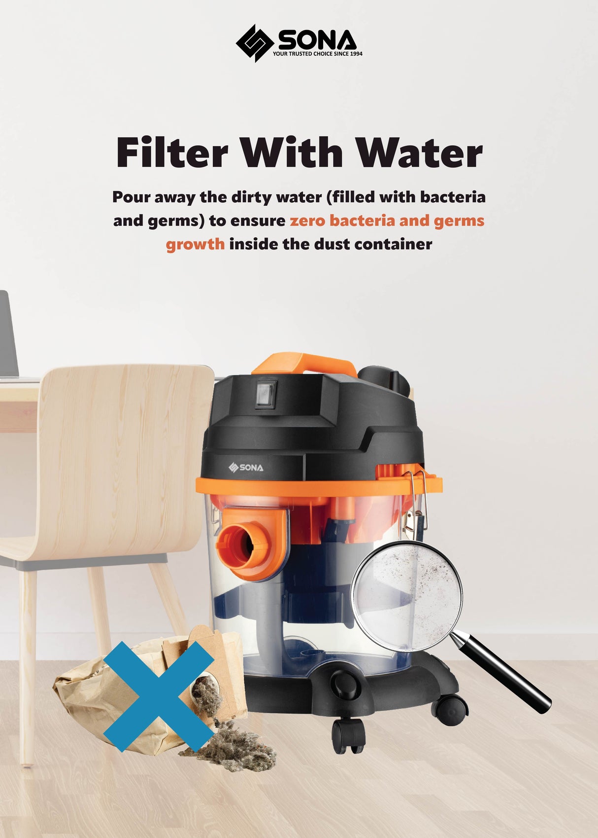 Sona SVC 6880 | SVC6880 Water Filtration Vacuum Cleaner