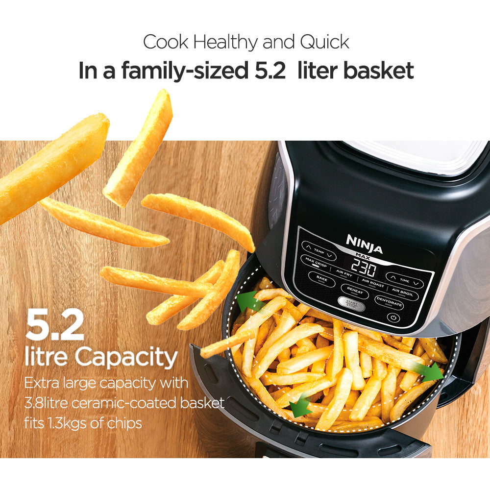 Ninja AF160 Air Fryer Max 5.2L, Digital Airfryer, Cooks, Crisps, Roasts, Bakes, Reheats and Dehydrates