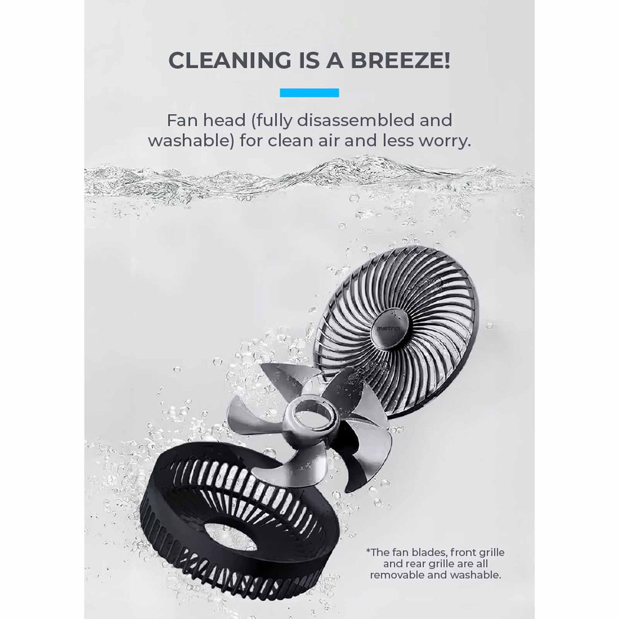 Mistral MRF700 AirZee Plus Rechargeable Foldable USB Fan with Moodlight 6 Inch