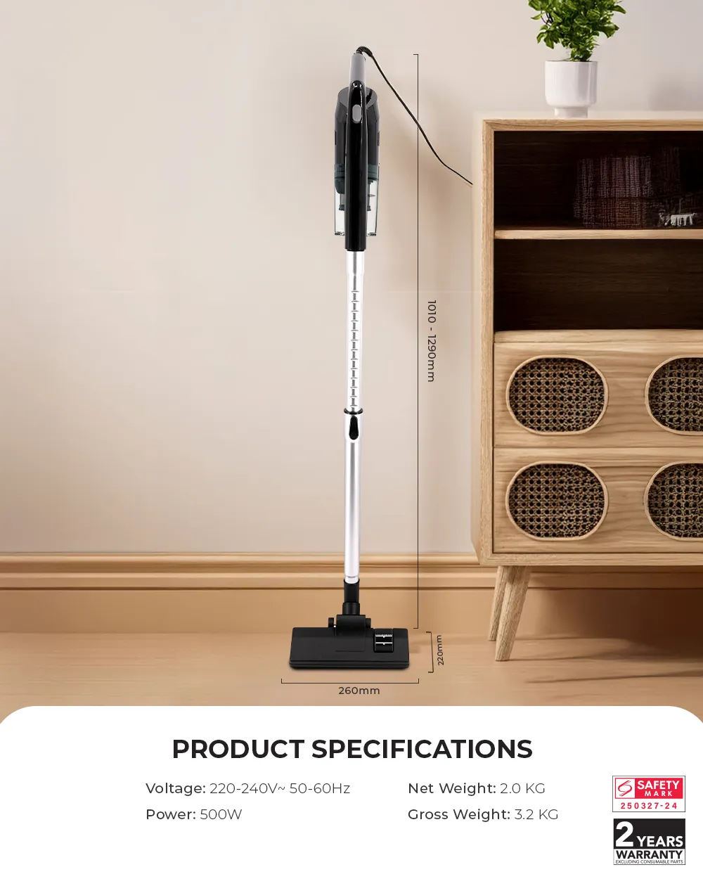 NNIO N6670SVC Corded Stick Vacuum Cleaner