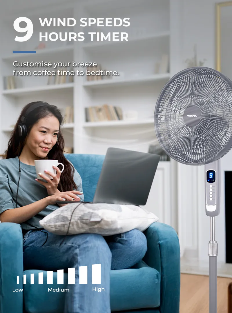 Mistral MSF1612DR-GY DC Stand Fan With Remote 16 Inch