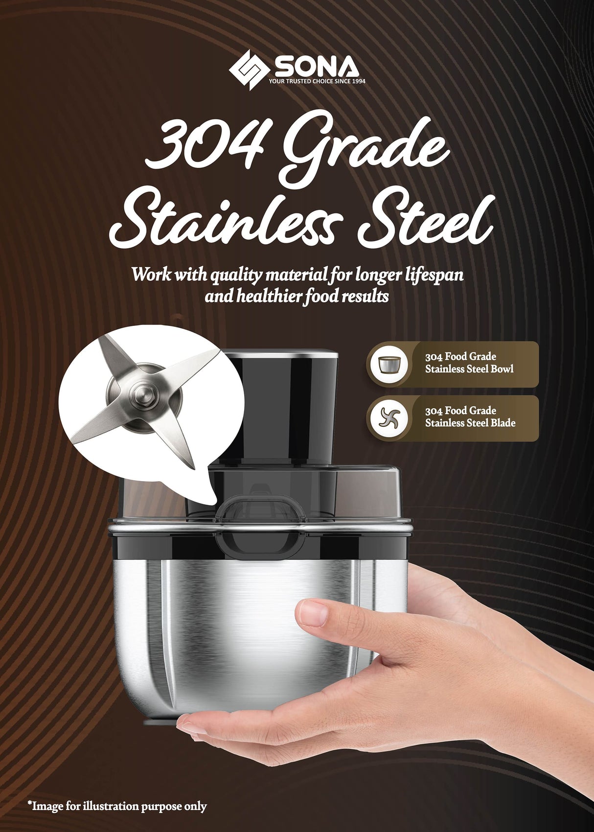 Sona SFC 3081 | SFC3081 Stainless Steel Food Chopper 2L