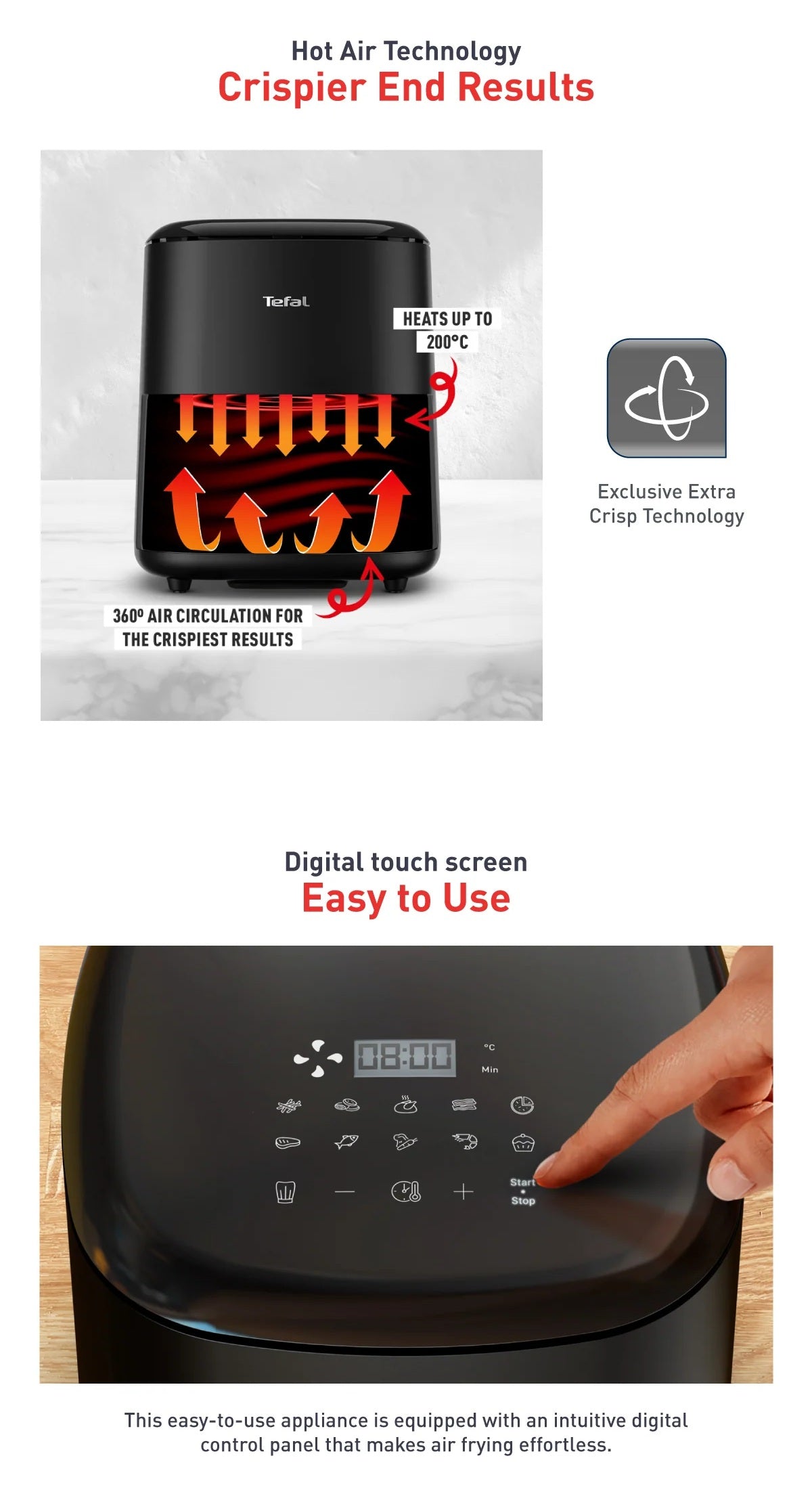 Tefal EY2458 Easy Fry Max Digital Air Fryer 5L - 10 programs, non-stick dishwasher safe basket, 70% Energy Saving