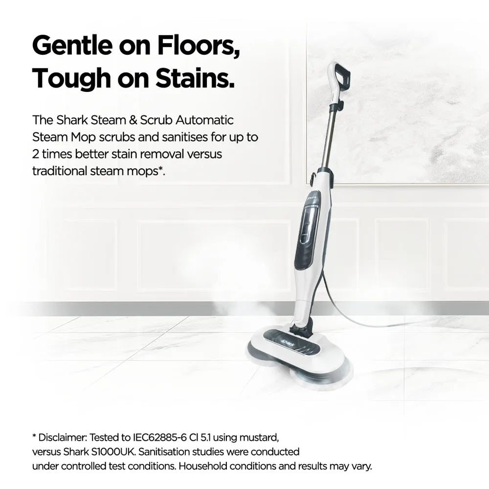 Shark S7001 Steam & Scrub Mop, Clean & Sanitize Floor at the same time, 4 Machine Washable Scrubbing Pads, Lightweight