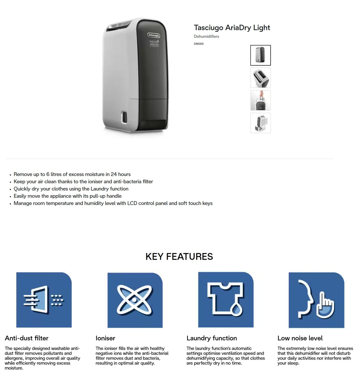 Delonghi DNS65 Tasciugo AriaDry Light Dehumidifier
